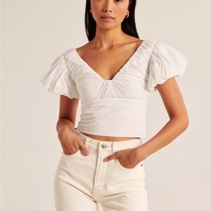 Abercrombie & Fitch White Puff Sleeve Blouse